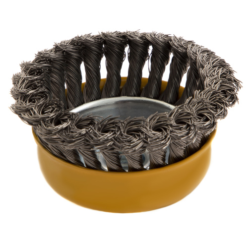Щетка для УШМ, 100 мм, "Чашка", крученая нержавеющая проволока 0.5 мм, М14 Denzel купить в Москве с доставкой по всей России | ProtosMarket.ru