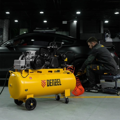 Компрессор воздушный BCW3000-T/100, ременный привод, 3.0 кВт, 100 литров, 520 л/мин Denzel по ценам производителя в Казани с доставкой по всей России