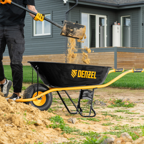 Тачка строительная, усиленная, объем 130 л, 230 кг, колесо 15х6.00-6 Denzel по ценам производителя в Казани с доставкой по всей России