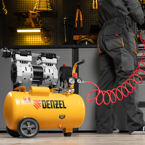 Компрессор DLS950/24 безмаслянный малошумный 950 Вт, 165 л/мин, ресивер 24 л Denzel купить в Москве с доставкой по всей России | ProtosMarket.ru