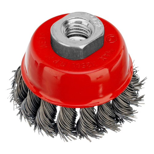 Щетка для УШМ, 65 мм, М14, "чашка", крученая проволока 0.5 мм Matrix по ценам производителя в Казани с доставкой по всей России