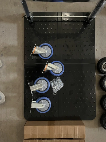 Тележка платформенная 650 кг TOR PH650 (890x590) со складной ручкой (пластиковые колеса 125 мм) купить в Москве с доставкой по всей России | ProtosMarket.ru