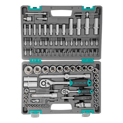 Набор инструментов, 1/2", 1/4", CrV, пластиковый кейс 94 предмета Stels купить в Москве с доставкой по всей России | ProtosMarket.ru