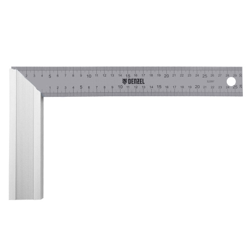Угольник стальной 300 мм, нержавеющая сталь, градуировка, алюминиевое основание Denzel по ценам производителя в Казани с доставкой по всей России