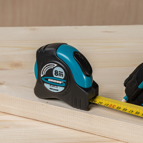 Рулетка "Schlagfest",8 м x 25 мм,магнитный обрезиненный зацеп,двусторонняя шкала,Нейлоновое покрытие,автоматическая фиксация Gross купить в Москве с доставкой по всей России | ProtosMarket.ru