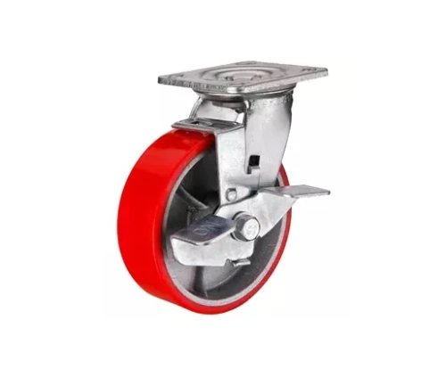 Колесо большегрузное поворотное SCpb 93 75 мм полиуретановое с тормозом (N) купить в Москве с доставкой по всей России | ProtosMarket.ru