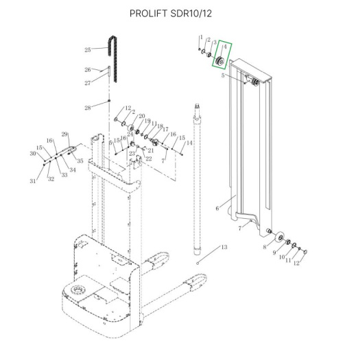 Ролик цепи редуктора ведущего колеса в сборе для штабелеров SDR 1-1,2 т, SDR1635 по ценам производителя в Казани с доставкой по всей России