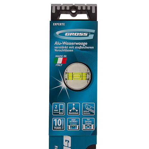 Уровень алюминиевый, 400 мм, усиленный с ударопрочными заглушками, 3 глазка Gross купить в Москве с доставкой по всей России | ProtosMarket.ru