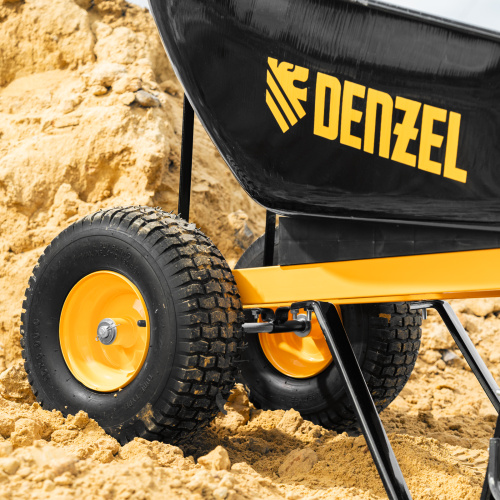 Тачка строительная, усиленная, объем 140 л, 250 кг, двухколесная, колесо 15х6.00-6 Denzel купить в Москве с доставкой по всей России | ProtosMarket.ru