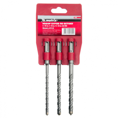 Набор буров по бетону, 6 х 160, 8 х 160, 10 х 160 мм, 3 шт, на подвесной карте, SDS Plus Matrix купить в Москве с доставкой по всей России | ProtosMarket.ru