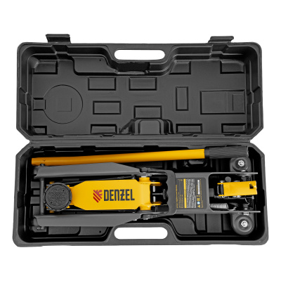 Домкрат гидравлический подкатной, 2 т, 135-385 мм, в пласт. кейсе Denzel по ценам производителя в Казани с доставкой по всей России