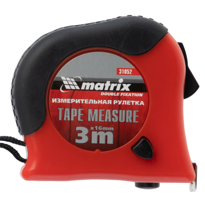 Рулетка Double fixation,3 м х 16 мм,обрезиненный корпус,двойная плавная фиксация Matrix по ценам производителя в Казани с доставкой по всей России