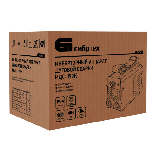 Инверторный аппарат дуговой сварки ИДС-190K, 190 А, ПВ 80%, диаметр электрода 1,6-4 мм Сибртех купить в Москве с доставкой по всей России | ProtosMarket.ru