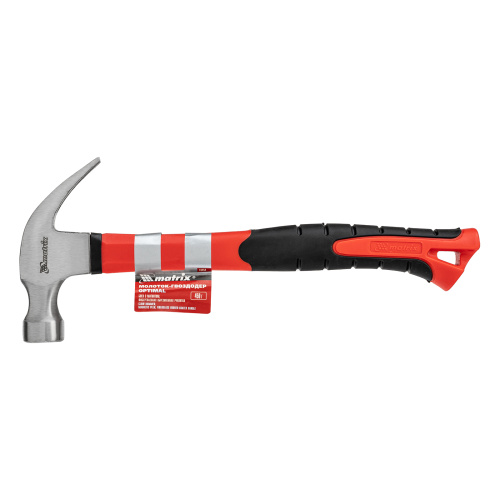 Молоток-гвоздодер optimal, 450 г, боек c магнитом, фибергласовая обрезиненная рукоятка Matrix купить в Москве с доставкой по всей России | ProtosMarket.ru