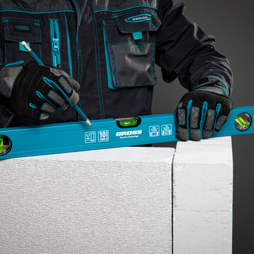 Уровень алюминиевый усиленный, 800 мм, 3 глазка Gross купить в Москве с доставкой по всей России | ProtosMarket.ru