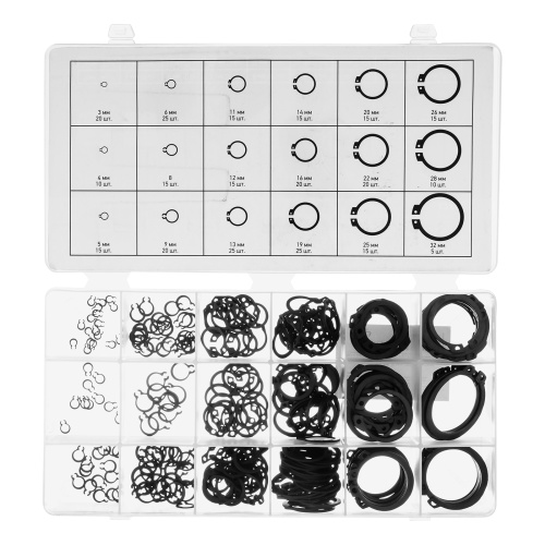 Набор стопорных колец, D 3-32 мм, 300 предметов Сибртех купить в Москве с доставкой по всей России | ProtosMarket.ru