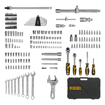 Набор инструментов, 1/2", 1/4", 3/8", CrV, S2, пластиковый кейс, 216 предметов Denzel купить в Москве с доставкой по всей России | ProtosMarket.ru