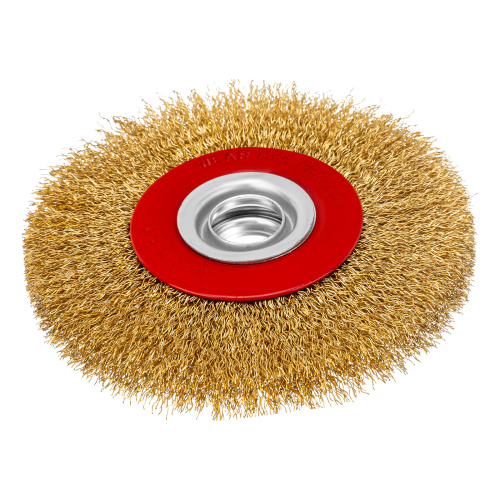 Щетка для точила, 125 мм, посадка 20 мм, плоская, латунированная витая проволока Matrix по ценам производителя в Казани с доставкой по всей России