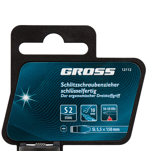 Отвертка SL5.5 x 150 мм, S2, трехкомпонентная рукоятка Gross купить в Москве с доставкой по всей России | ProtosMarket.ru