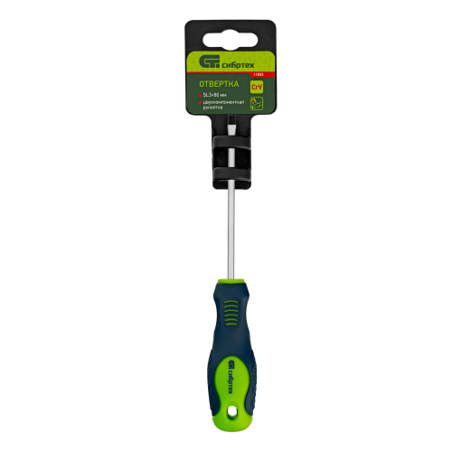 Отвертка, SL3 х 80 мм, CrV, двухкомпонентная рукоятка Сибртех купить в Москве с доставкой по всей России | ProtosMarket.ru