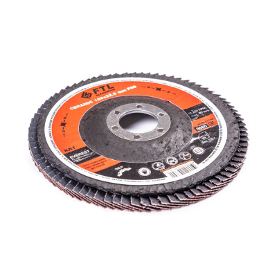 Круг лепестковый с керамическим абразивом для шлифования по нержавеющей стали FTL Everest 27 125 х 22,2 мм P80 по ценам производителя в Казани с доставкой по всей России