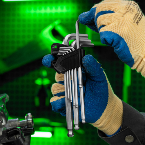 Набор ключей имбусовых, HEX, 1,5-10 мм, CrV, 9 шт., удлиненные, с шаром Сибртех купить в Москве с доставкой по всей России | ProtosMarket.ru