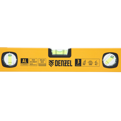 Уровень алюминиевый, магнит., фрезерованный, 3 глазка (1 зеркал.) 0,5 мм/м, 400 мм Denzel по ценам производителя в Казани с доставкой по всей России