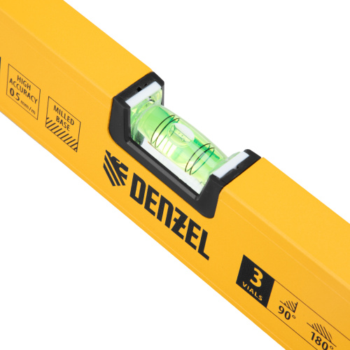 Уровень алюминиевый, магнит, фрезерованный, 3 глазка (1 зеркал.) 0,5 мм/м, 800 мм Denzel по ценам производителя в Казани с доставкой по всей России