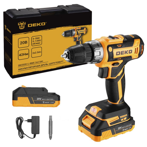 Дрель-шуруповерт аккумуляторная DEKO DKCD20-Li в кейсе, 20В, 2х2.5Ач купить в Москве с доставкой по всей России | ProtosMarket.ru