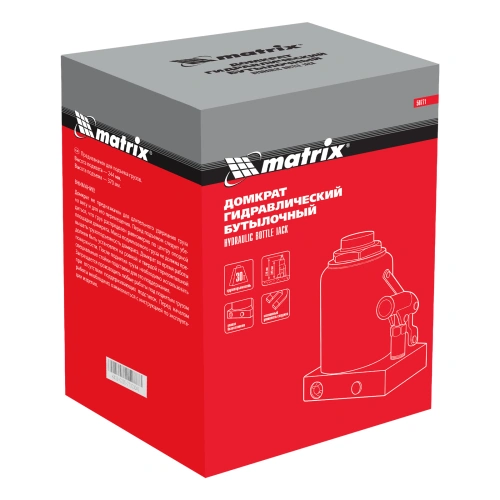 Домкрат гидравлический бутылочный, 30 т, h подъема 244-370 мм Matrix по ценам производителя в Казани с доставкой по всей России