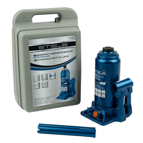 Домкрат гидравлический бутылочный, 5 т, H подъема 197-382 мм, в пластиковом кейсе Stels купить в Москве с доставкой по всей России | ProtosMarket.ru