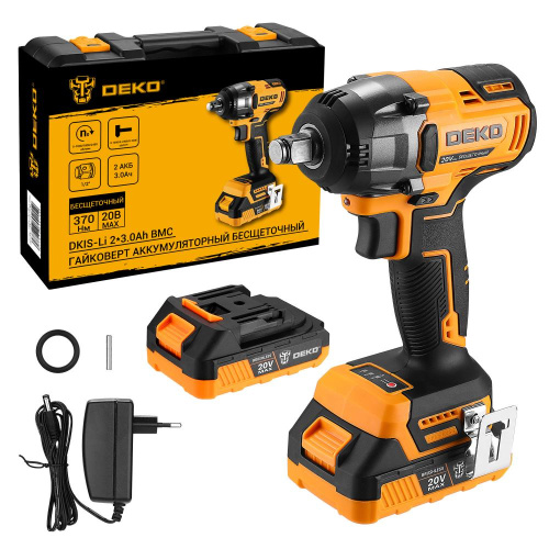 Гайковерт аккумуляторный бесщеточный DEKO DKIS-Li, 20В, 2*3.0Ач, 370 Нм, в кейсе купить в Москве с доставкой по всей России | ProtosMarket.ru
