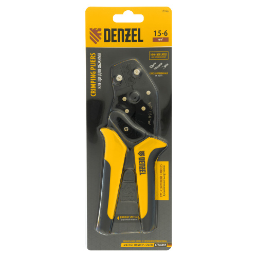 Клещи для обжима неизолированных наконечников НК и НВ, разъемов РП, 1,5 - 6 мм2 Denzel купить в Москве с доставкой по всей России | ProtosMarket.ru