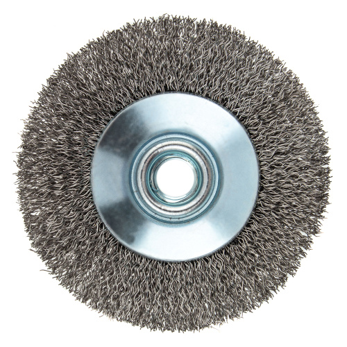 Щетка для УШМ, 100 мм, "Тарелка", витая нержавеющая проволока 0.3 мм, М14 Denzel по ценам производителя в Казани с доставкой по всей России