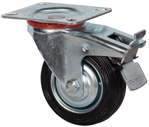 Колесо промышленное поворотное с тормозом 100 мм - SCb 42 купить в Москве с доставкой по всей России | ProtosMarket.ru