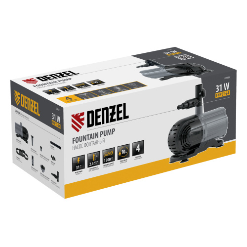 Насос фонтанный FNP31-24, 31 Вт, подъем 2,4 м, 1500 л/ч, колокольчик/2 каскада/гейзер Denzel купить в Москве с доставкой по всей России | ProtosMarket.ru