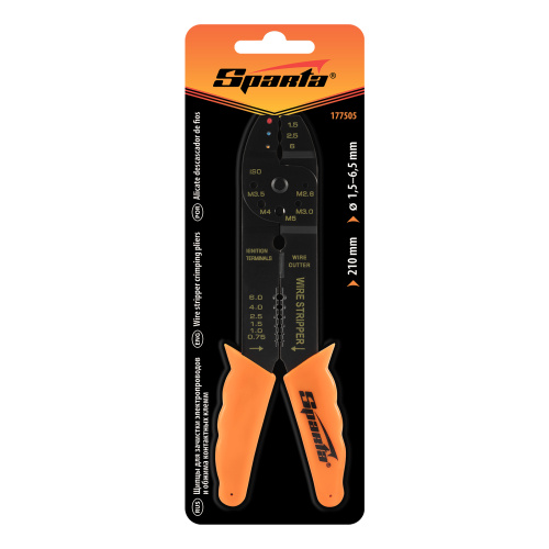 Щипцы, 210 мм, для зачистки электропроводов и обжима контактных кле мм, 1.5-6.5 мм Sparta купить в Москве с доставкой по всей России | ProtosMarket.ru