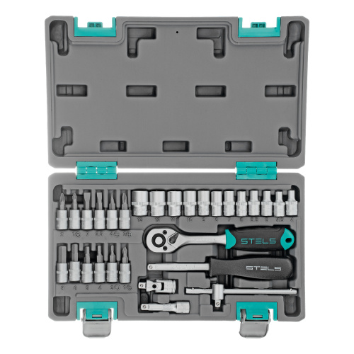 Набор инструментов, 1/4", CrV, пластиковый кейс 29 предметов Stels купить в Москве с доставкой по всей России | ProtosMarket.ru