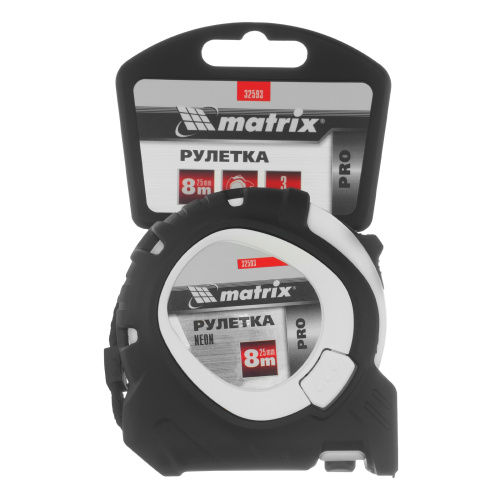 Рулетка Neon,8 м x 25 мм,обрезиненный корпус,3 фиксации,Pro Matrix по ценам производителя в Казани с доставкой по всей России
