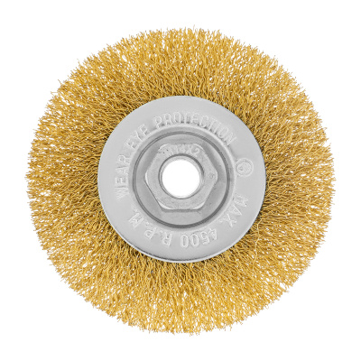 Щетка для УШМ, 100 мм, М14, плоская, латунированная витая проволока Matrix по ценам производителя в Казани с доставкой по всей России