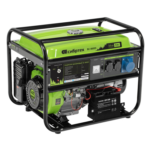 Генератор бензиновый БС-8000Э, 6,6 кВт, 230В, четырехтактный, 25 л, электростартер Сибртех по ценам производителя в Казани с доставкой по всей России