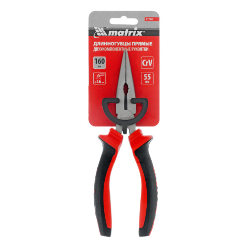 Длинногубцы прямые, 160 мм, хром-ванадий, двухкомпонентные рукоятки Matrix купить в Москве с доставкой по всей России | ProtosMarket.ru