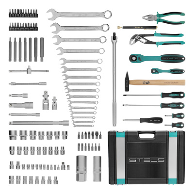 Набор инструментов, 1/4", 1/2", Cr-V, S2, усиленный кейс, 119 предметов Stels купить в Москве с доставкой по всей России | ProtosMarket.ru