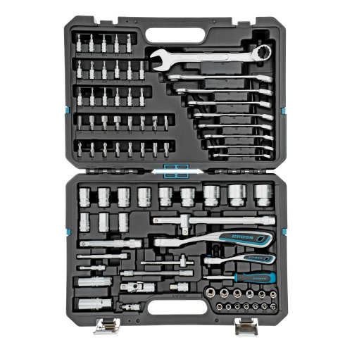 Набор инструментов, 1/4", 1/2", CrV, 120 зубьев, 82 предмета Gross купить в Москве с доставкой по всей России | ProtosMarket.ru