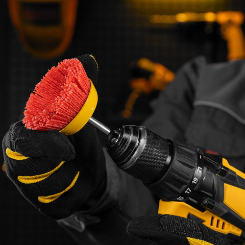 Щетка для дрели, 75 мм, Чашка, со шпилькой, нейлоновая щетина Denzel по ценам производителя в Казани с доставкой по всей России