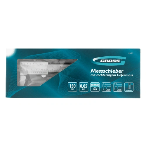 Штангенциркуль, 150 мм, 0.05 мм, нержавеющая сталь, с глубиномером Gross по ценам производителя в Казани с доставкой по всей России