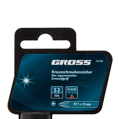 Отвертка PZ1 x 75 мм, S2, трехкомпонентная ручка Gross по ценам производителя в Казани с доставкой по всей России