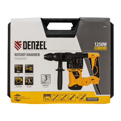 Перфоратор электрический RHV-1250-30, SDS-plus, 1250 Вт, 5 Дж, 3 плюс 1 режим Denzel купить в Москве с доставкой по всей России | ProtosMarket.ru