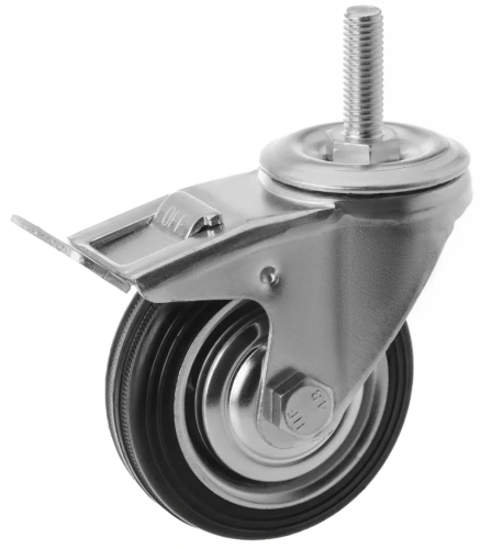 Колесо поворотное SCtB 97 85 мм резина с болтом и тормозом (F) по ценам производителя в Казани с доставкой по всей России