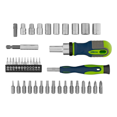 Отвертки реверсивные с набором бит и торцевыми головками, 41 шт, CrV Сибртех купить в Москве с доставкой по всей России | ProtosMarket.ru